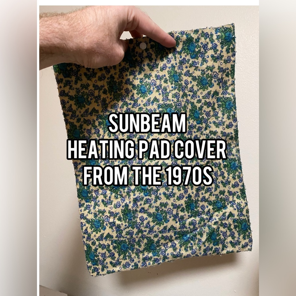 Vintage Sunbeam Floral Heating Pad Cover with Snap closure - Blue Green Floral